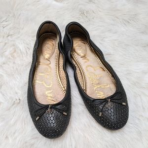 Sam Edelman perforated black Felicia ballet flats leather 6.5